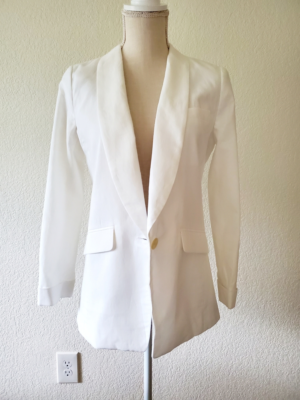 J. Crew White Shawl-Collar Single-Button Blazer